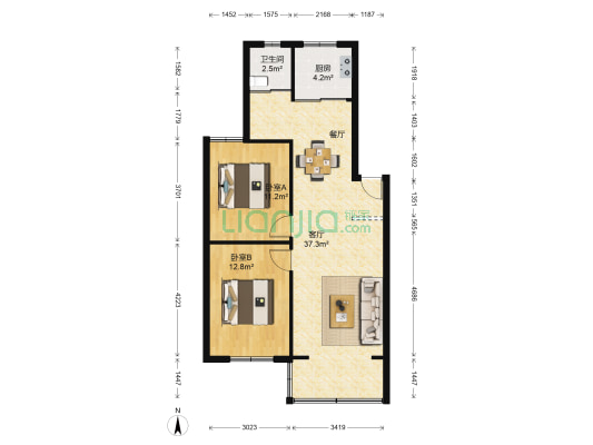 东城花园二村 2室1厅1卫 85平方