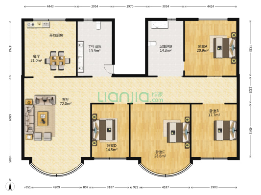 丰源海景 4室2厅2卫 251平方