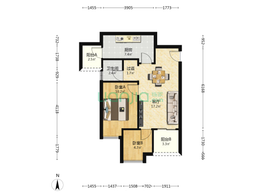 海成轨道0309 2室1厅1卫 60平方