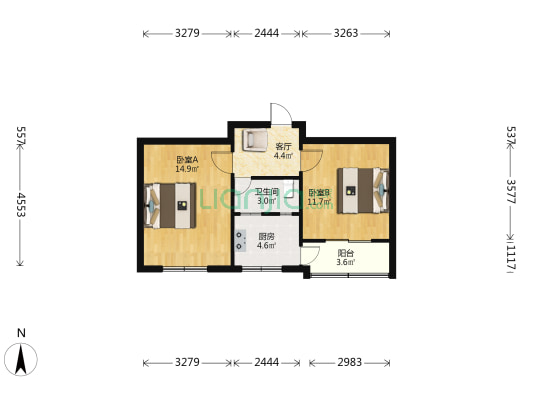 水西关南街南二巷9号 2室1厅1卫 52平方