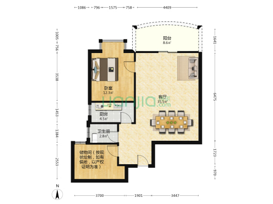 升平苑 1室1厅1卫 87平方