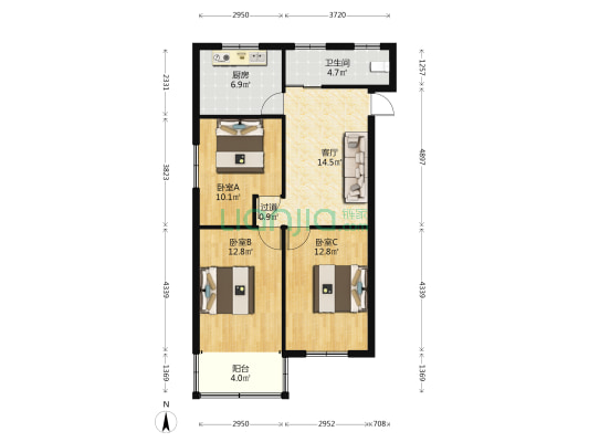 凤仪路 3室1厅1卫 80平方