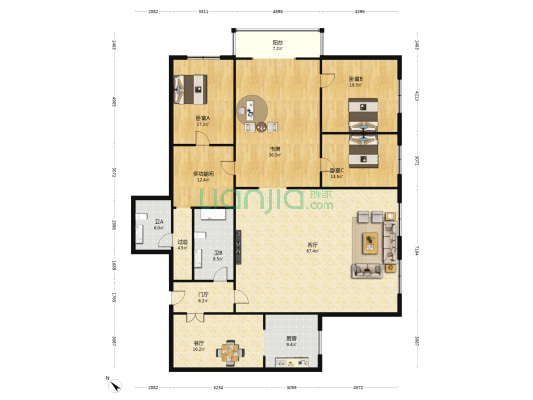 尊荣华府(道里区) 5室2厅2卫 305平方