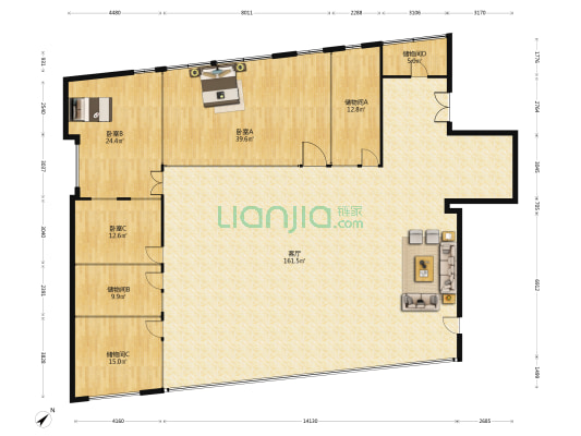 远洋新天地 3室1厅0卫 390平方