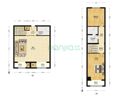 华世隆国际公寓 1室1厅2卫 188平方