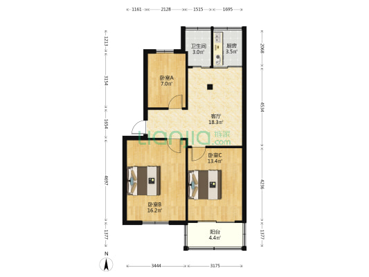 珍珠路 3室1厅1卫 78平方
