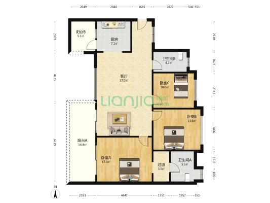 蓝花屿 3室1厅2卫 138平方