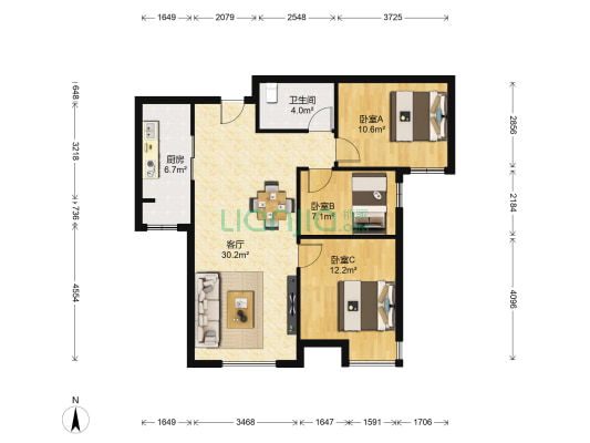 融创半湾半岛 3室1厅1卫 99平方
