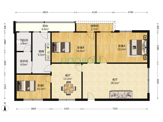 西街69号 3室2厅2卫 124平方