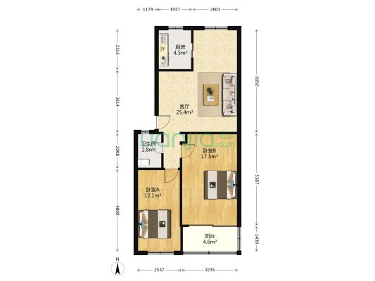双荡新村 2室1厅1卫 81平方