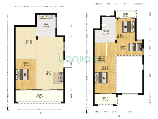金辉溪溪里 4室1厅1卫 153平方