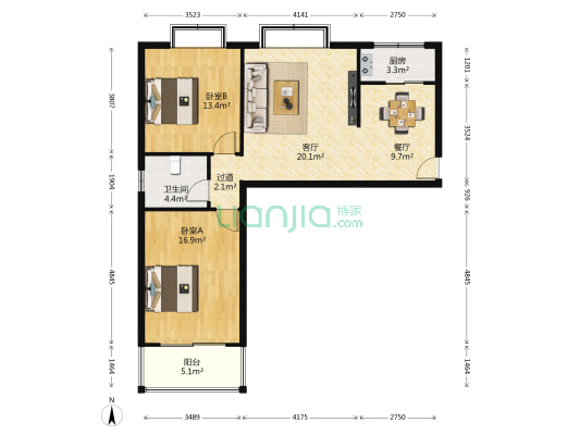春风小区 2室2厅1卫 97平方