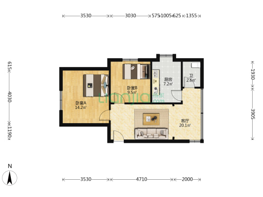 五三西大道170号 2室1厅1卫 67平方