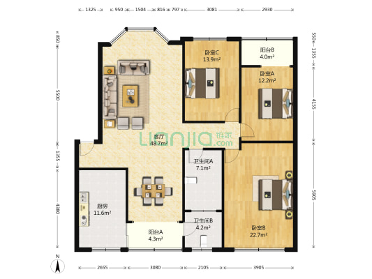 学道苑 3室1厅2卫 152平方