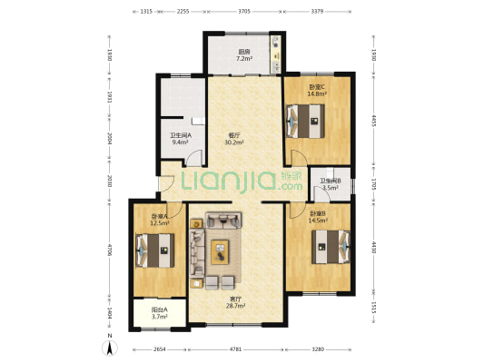地理位置优越，小区环境优美宽敞，公摊小物业费低-户型图