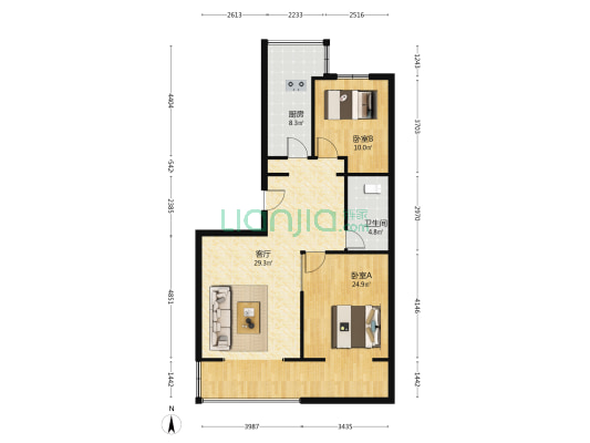 晨源里康馨雅苑 2室1厅1卫 96平方