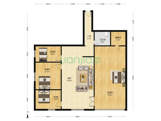 港澳发展大厦 4室1厅1卫 173平方