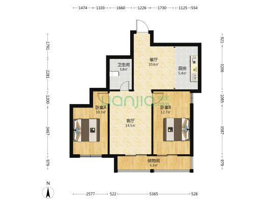 金世纪·新城 2室2厅1卫 83平方