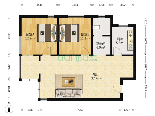 台安274 2室1厅1卫 96平方