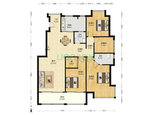 翡翠城 3室2厅2卫 138平方