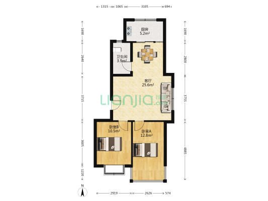 铁路新村 2室1厅1卫 75平方