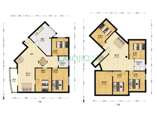 红莲园 7室2厅2卫 144平方