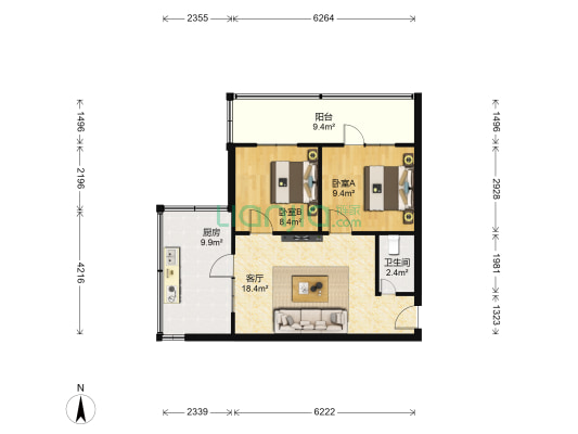 甘肃省气象局家属院 2室1厅1卫 55平方