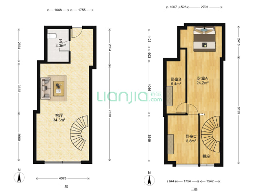 正佳东方国际 3室1厅1卫 66平方