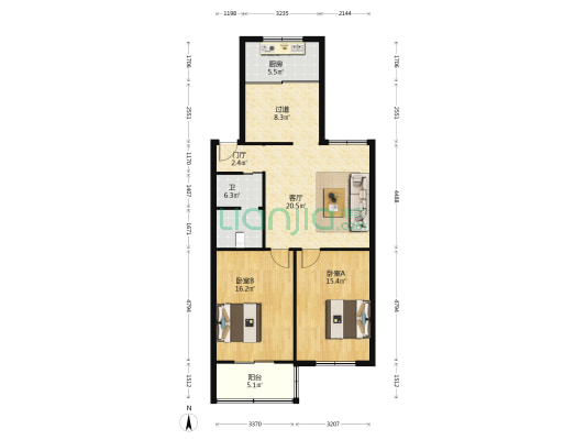 临潼区紫云小区 2室1厅1卫 100平方