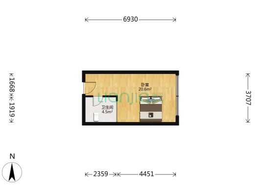 当代上品湾花园 1室0厅1卫 38平方