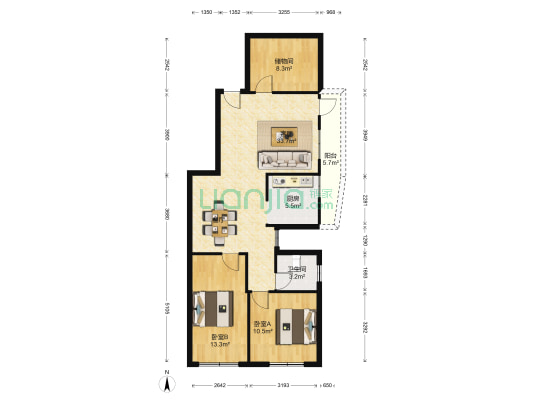 康兴楼 2室1厅1卫 107平方