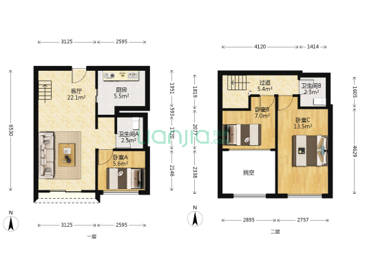 万科尚都荟 3室1厅2卫 59平方