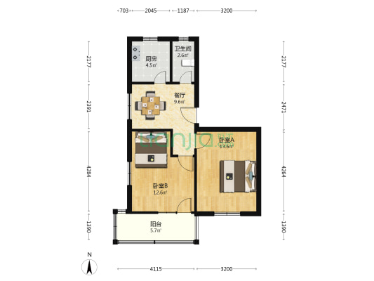 玛瑙路70号 2室1厅1卫 60平方
