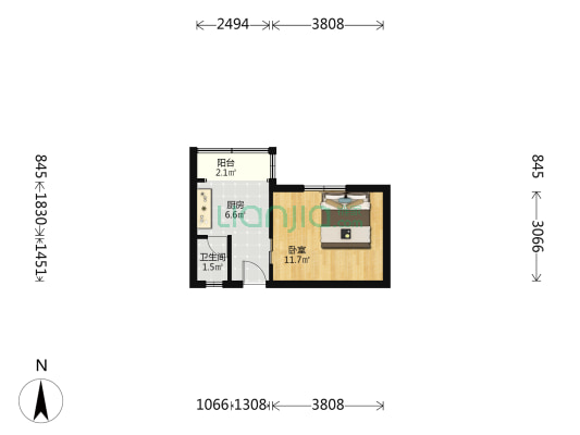 瞿溪路830弄 1室0厅1卫 27平方
