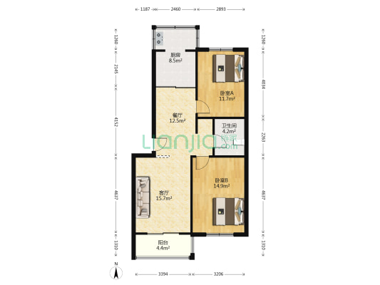 新世界水景花苑 2室2厅1卫 95平方