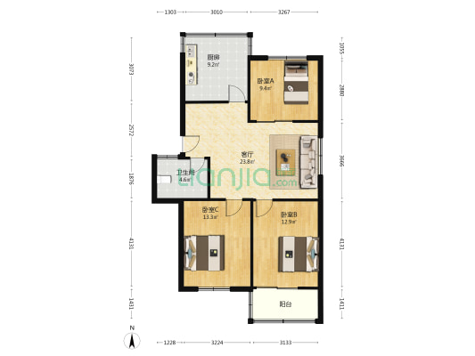 顺昌商城家属院 3室1厅1卫 94平方