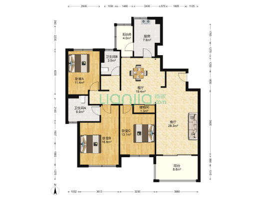 运杰龙馨园(崇川区) 3室2厅2卫 165平方
