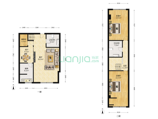 长青花园 2室2厅2卫 165平方