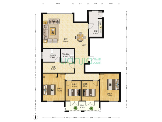 新瑞文化翡翠园 4室1厅2卫 175平方