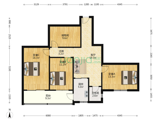 多子巷33号 3室1厅1卫 109平方