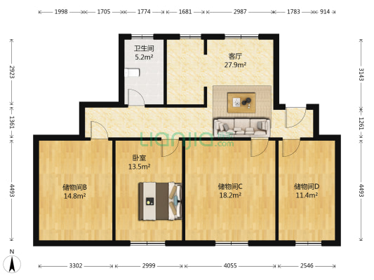甫雅苑 1室1厅1卫 210平方
