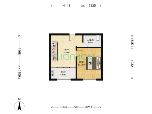 龙山小区 1室1厅1卫 48平方