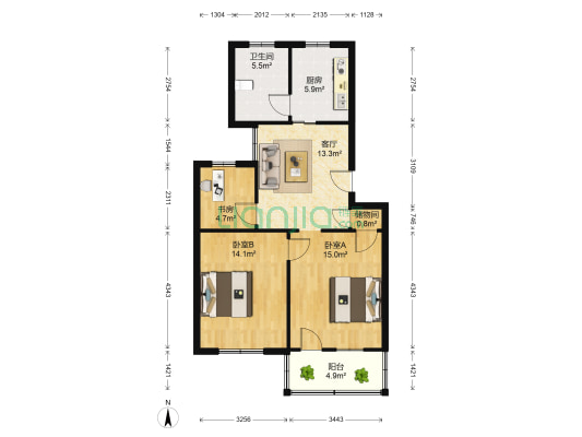 庆丰小区 3室1厅1卫 79平方