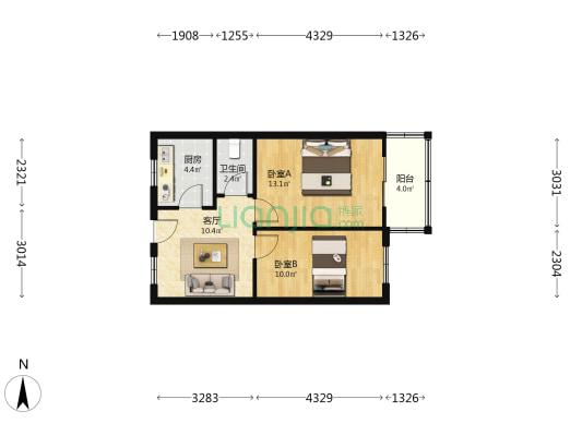陕建五公司家属院南院 2室1厅1卫 62平方