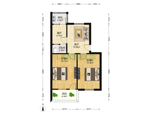 张王庙 2室2厅1卫 63平方