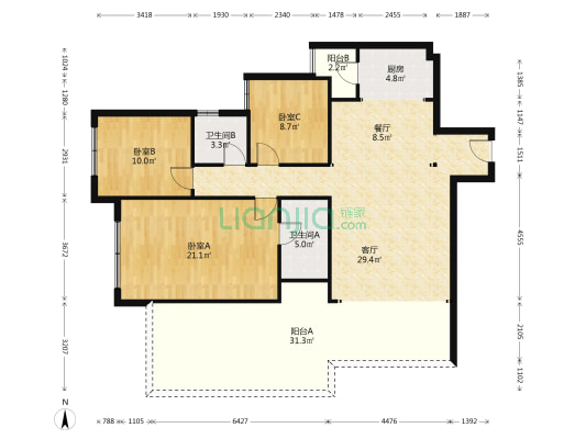 学林雅苑 3室2厅2卫 122平方