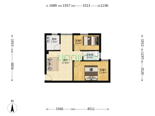 岐丰广场 2室1厅1卫 55平方