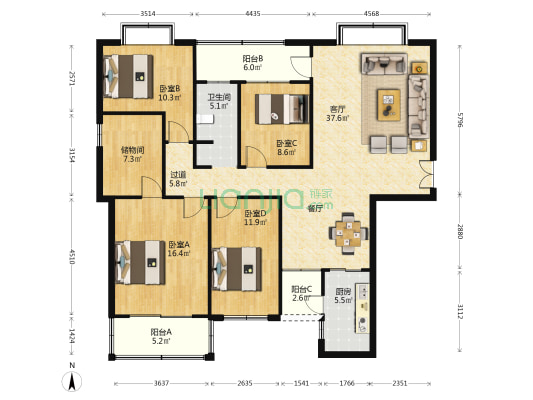 永通商邸 4室1厅1卫 149平方