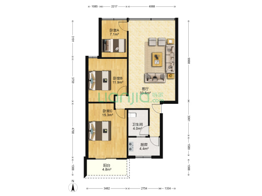 重长司修理公司24队修理厂2号家属楼 3室1厅1卫 98平方