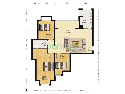 六和佳苑 3室1厅1卫 110平方